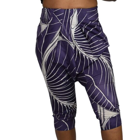 Benetton Drop Crotch Capri Shorts Purple Cotton Harem High Waist Relaxed Size 4 - Picture 11 of 16